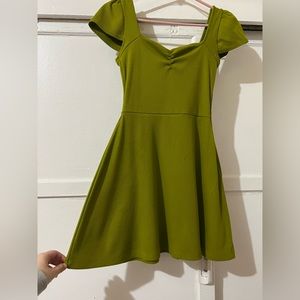 Women’s cap short sleeve fit & flare knit skater dress green apple